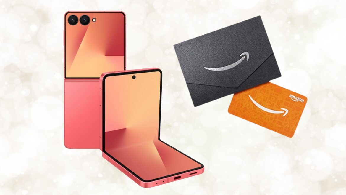 Samsung Galaxy Z Flip7 Cell Phone + Gift Card, 512GB AI Smartphone, Unlocked Android, Long Battery Life, 2025, US 1 Yr Manufacturer Warranty, Coral Red