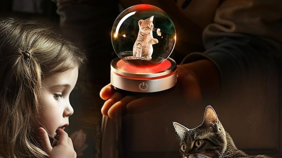IFOLAINA 3D Crystal Ball Lamp for Cat Lovers