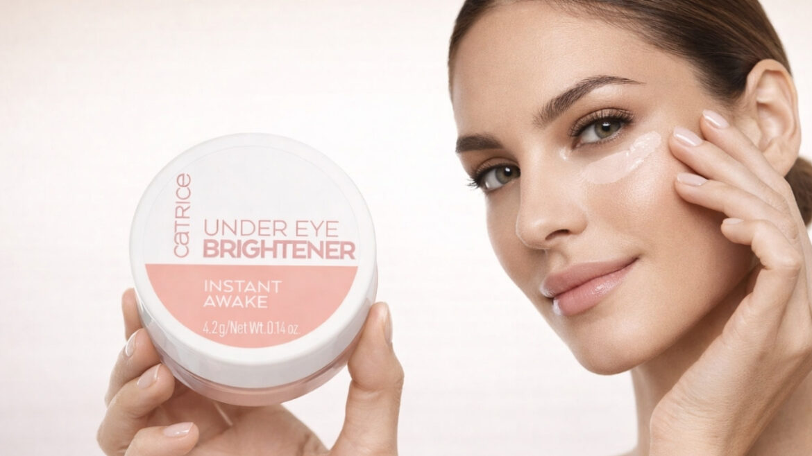 Catrice Under Eye Brightener Instant Awake cream applied under eyes for brightening