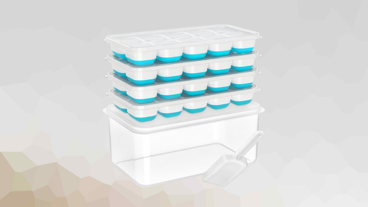 NFK 4-Pack Ice Tray Set with Storage Bin
