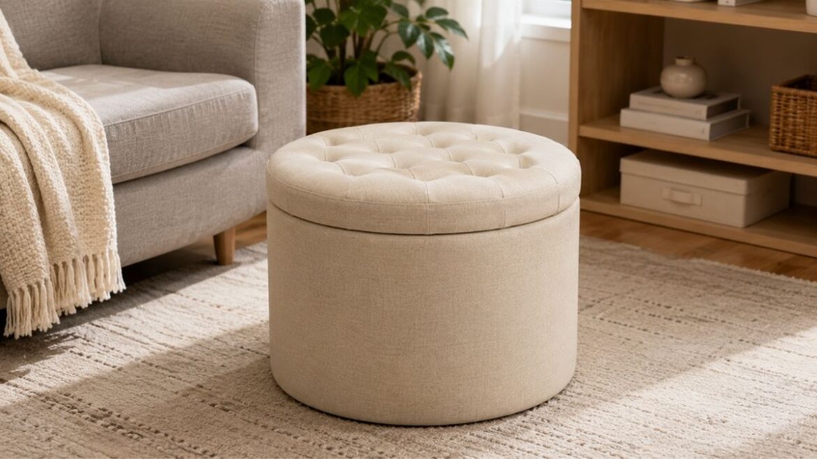 Amazon Basics Round Storage Ottoman